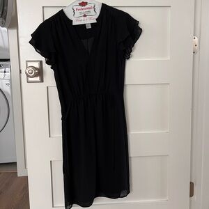 H&M Black V Neck Chiffon Dress with Adjustable Side Ties